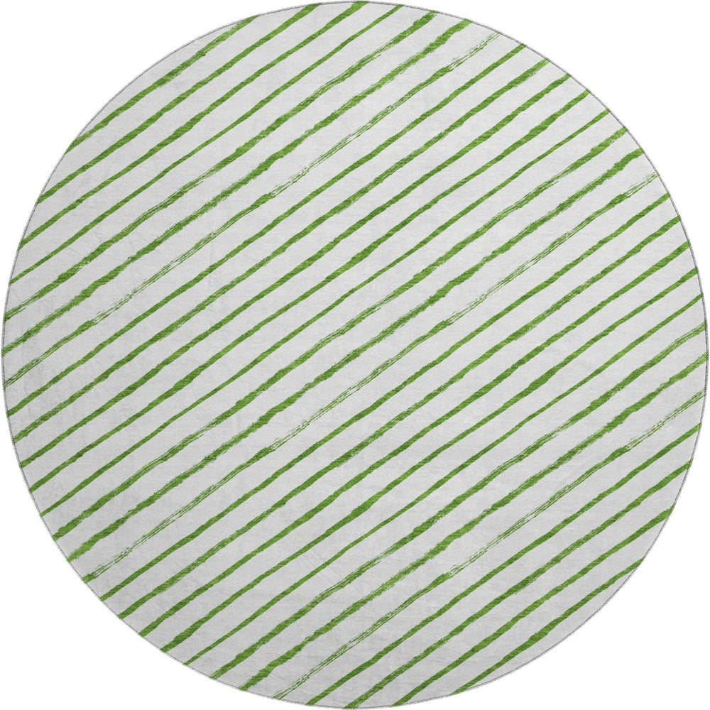 HomeRoots 8' Green And Ivory Abstract Geometric Round Rug - Washable, Stain Resistant, UV Protected & Non-Slip 701927