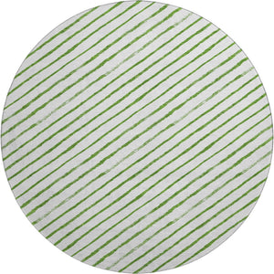 HomeRoots 8' Green And Ivory Abstract Geometric Round Rug - Washable, Stain Resistant, UV Protected & Non-Slip 701927