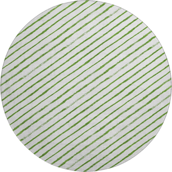 HomeRoots 8' Green And Ivory Abstract Geometric Round Rug - Washable, Stain Resistant, UV Protected & Non-Slip 701927