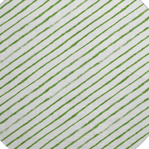 HomeRoots 8' Green And Ivory Abstract Geometric Round Rug - Washable, Stain Resistant, UV Protected & Non-Slip 701927