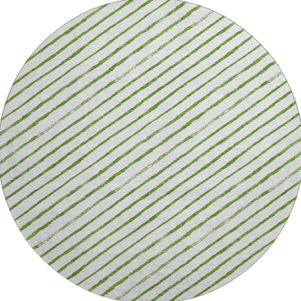 HomeRoots 8' Green And Ivory Abstract Geometric Round Rug - Washable, Stain Resistant, UV Protected & Non-Slip 701927
