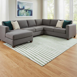 HomeRoots 8' X 10' Green and Ivory Geometric Washable Area Rug with UV Protection for Modern Living Spaces 701928