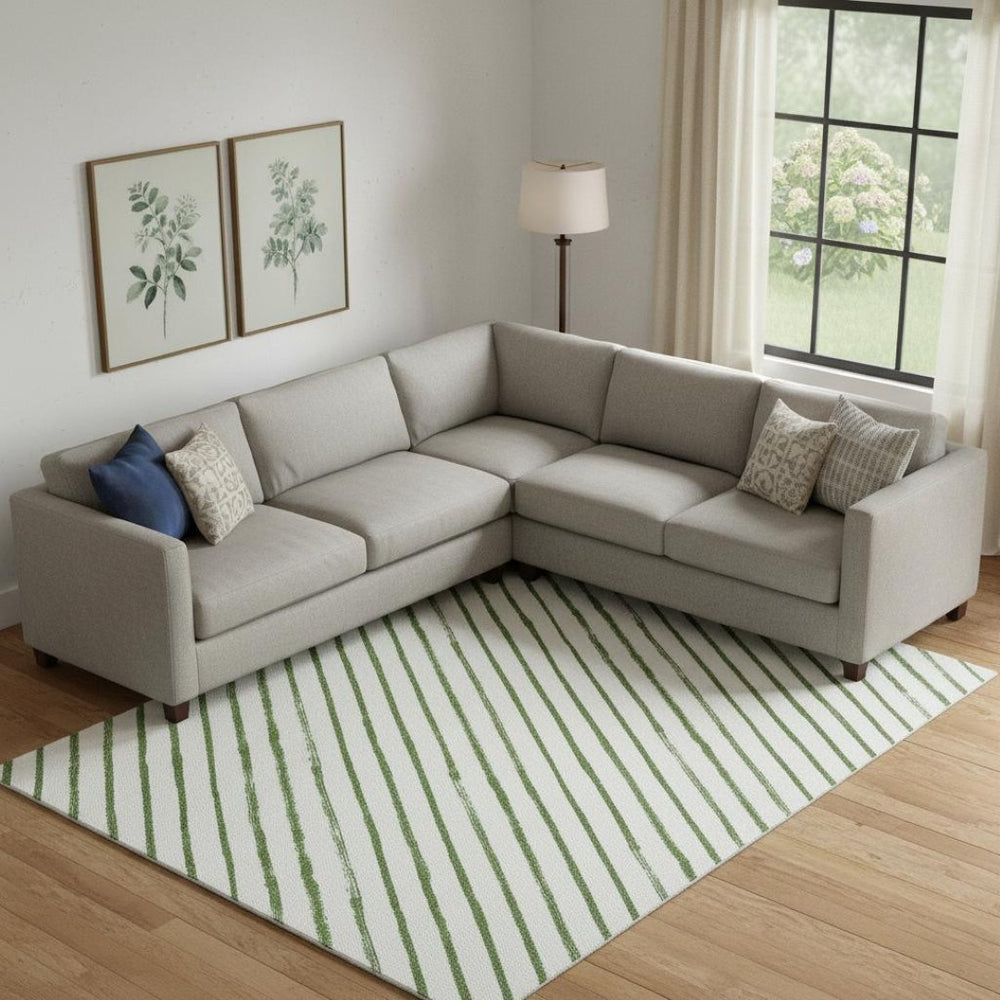 HomeRoots 9' X 12' Stylish Green & Ivory Abstract Geometric Washable Area Rug with UV Protection & Durability 701929