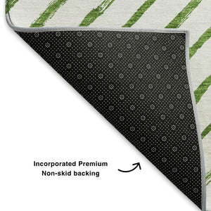 HomeRoots 9' X 12' Stylish Green & Ivory Abstract Geometric Washable Area Rug with UV Protection & Durability 701929