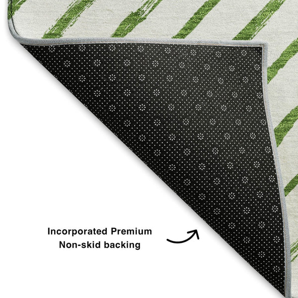 HomeRoots 9' X 12' Stylish Green & Ivory Abstract Geometric Washable Area Rug with UV Protection & Durability 701929
