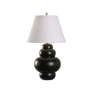 Chelsea House Rotunda Italian Table Lamp In High-Gloss Black — 24"H Compact Accent Lamp, Ambient Warm Glow 70193