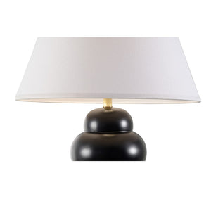 Chelsea House Rotunda Italian Table Lamp In High-Gloss Black — 24"H Compact Accent Lamp, Ambient Warm Glow 70193