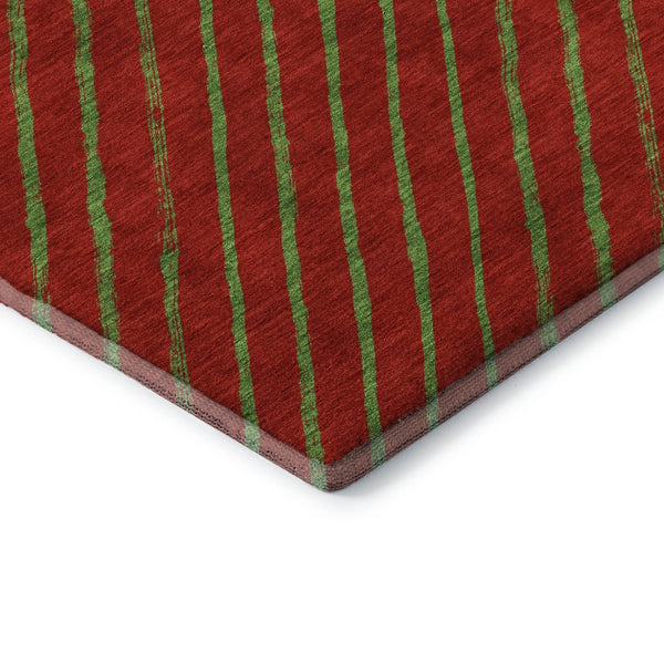 HomeRoots 5' X 8' Modern Merlot & Green Abstract Area Rug - Washable, UV-Protected, Non-Slip Design for Homes 701932