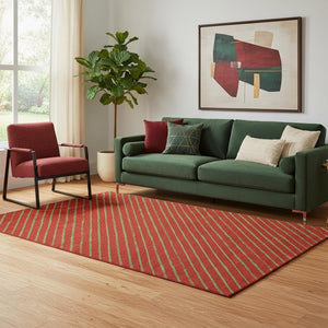 HomeRoots 5' X 8' Modern Merlot & Green Abstract Area Rug - Washable, UV-Protected, Non-Slip Design for Homes 701932