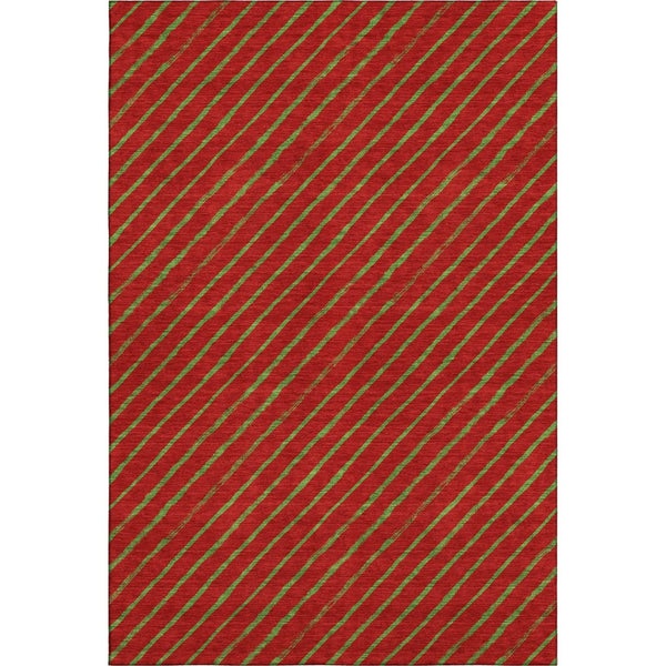 HomeRoots 8' X 10' Stylish Merlot & Green Abstract Geometric Area Rug – Washable, UV-Protected, Stain-Resistant! 701934