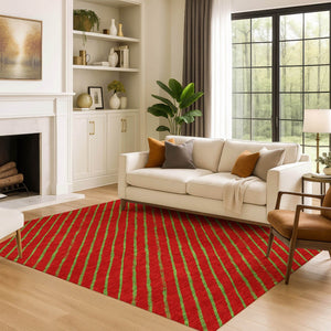 HomeRoots 8' X 10' Stylish Merlot & Green Abstract Geometric Area Rug – Washable, UV-Protected, Stain-Resistant! 701934