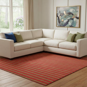 HomeRoots 8' X 10' Stylish Merlot & Green Abstract Geometric Area Rug – Washable, UV-Protected, Stain-Resistant! 701934