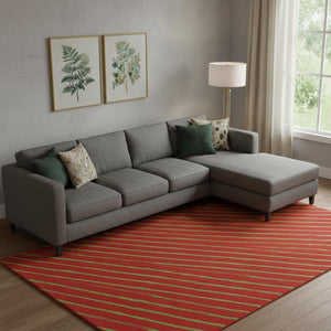 HomeRoots 9' X 12' Merlot & Green Abstract Geometric Area Rug – Durable, Washable, UV-Protected, Modern Style! 701935