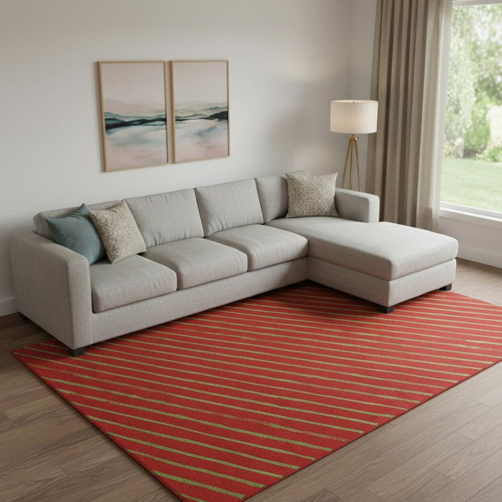 HomeRoots 10' X 14' Merlot & Green Abstract Geometric Area Rug – Washable, UV-Protected, Perfect for Busy Homes! 701936