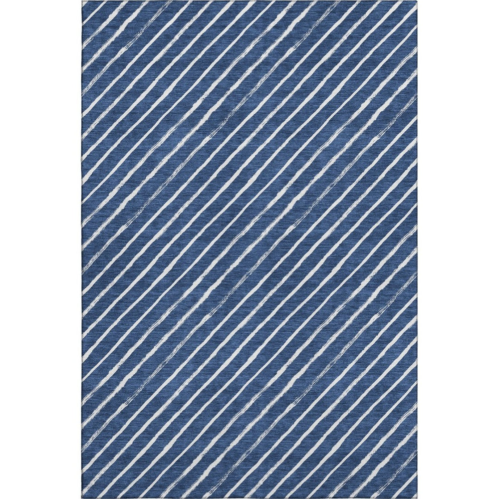 HomeRoots 5' X 8' Navy Blue & Ivory Abstract Geometric Area Rug - Washable, UV Protected, Non-Slip Design 701938