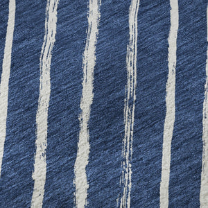 HomeRoots 8' Navy Blue and Ivory Geometric Round Rug - Washable, UV Protected, Non-Slip, Perfect for Any Room 701939