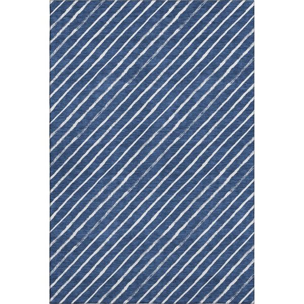 HomeRoots 8' X 10' Navy Blue & Ivory Abstract Geometric Washable Area Rug – Durable, Stylish & UV Protected! 701940