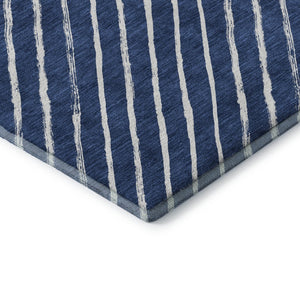 HomeRoots 9' X 12' Navy Blue & Ivory Abstract Geometric Area Rug – Washable, Stain Resistant & UV Protected 701941