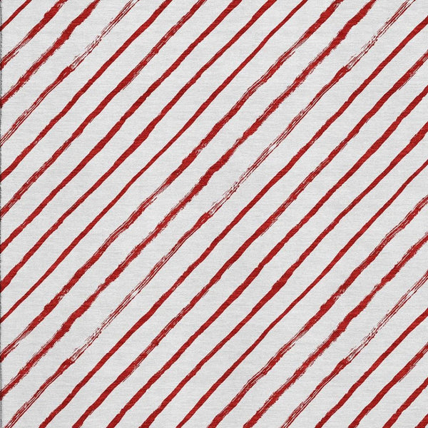 HomeRoots 5' X 8' Red And White Abstract Geometric Area Rug - Washable, UV-Protected, Non-Slip & Stylish! 701944