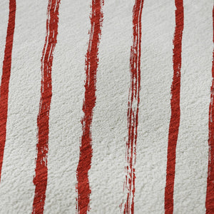 HomeRoots 8' Red And White Abstract Geometric Round Rug - Washable, UV Protected, Stylish & Durable Home Accent 701945