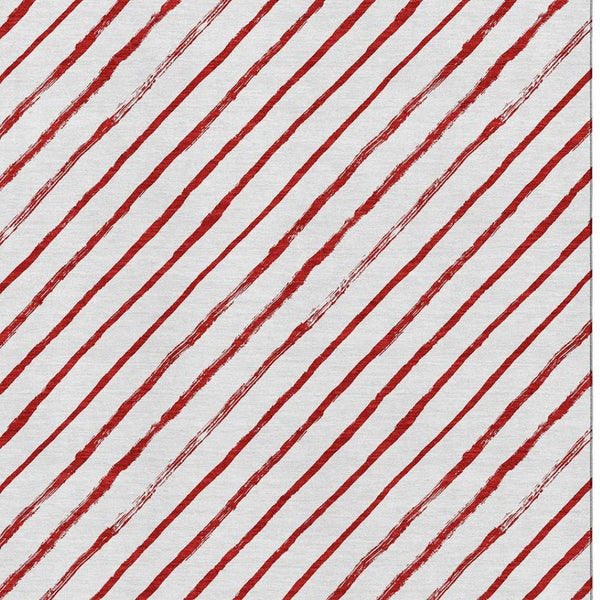 HomeRoots 9' X 12' Bold Red and White Abstract Geometric Washable Area Rug with UV Protection for Homes 701947