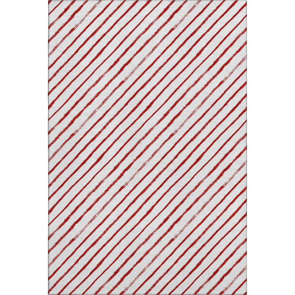 HomeRoots 10' X 14' Red And White Geometric Area Rug - Washable, Stain-Resistant, UV Protected for Durability! 701948