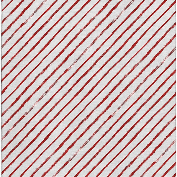 HomeRoots 10' X 14' Red And White Geometric Area Rug - Washable, Stain-Resistant, UV Protected for Durability! 701948