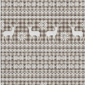 HomeRoots 5' Brown & Ivory Abstract Geometric Area Rug - Washable, UV-Protected, Non-Slip, Stain-Resistant Design 701950