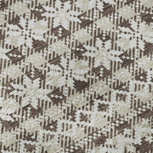 HomeRoots 8' Stylish Brown and Ivory Abstract Geometric Round Rug with UV Protection – Washable & Durable 701951