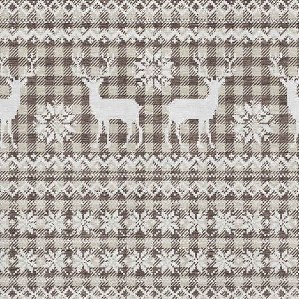 HomeRoots 8' X 10' Stylish Brown & Ivory Abstract Geometric Washable Rug with UV Protection for High-Traffic Areas 701952