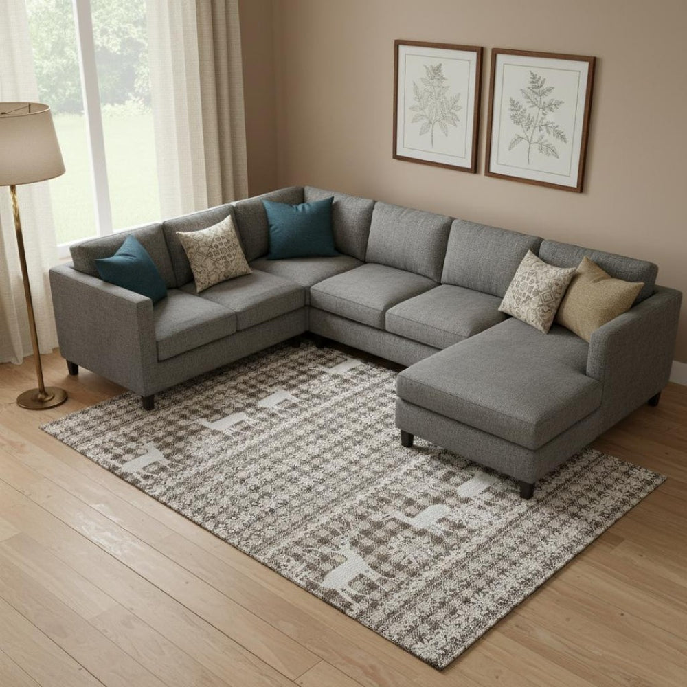 HomeRoots 9' X 12' Brown & Ivory Abstract Geometric Area Rug - Durable, Washable, UV-Protected for Homes 701953