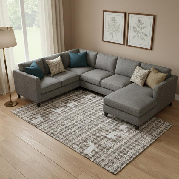 HomeRoots 9' X 12' Brown & Ivory Abstract Geometric Area Rug - Durable, Washable, UV-Protected for Homes 701953