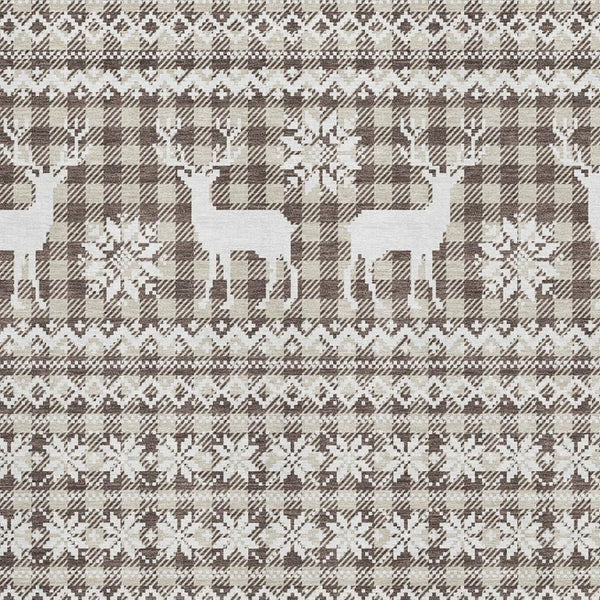 HomeRoots 9' X 12' Brown & Ivory Abstract Geometric Area Rug - Durable, Washable, UV-Protected for Homes 701953