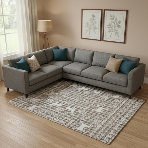 HomeRoots 10' X 14' Brown And Ivory Geometric Washable Area Rug - Stylish, Durable & UV Protected for Homes 701954