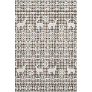 HomeRoots 10' X 14' Brown And Ivory Geometric Washable Area Rug - Stylish, Durable & UV Protected for Homes 701954