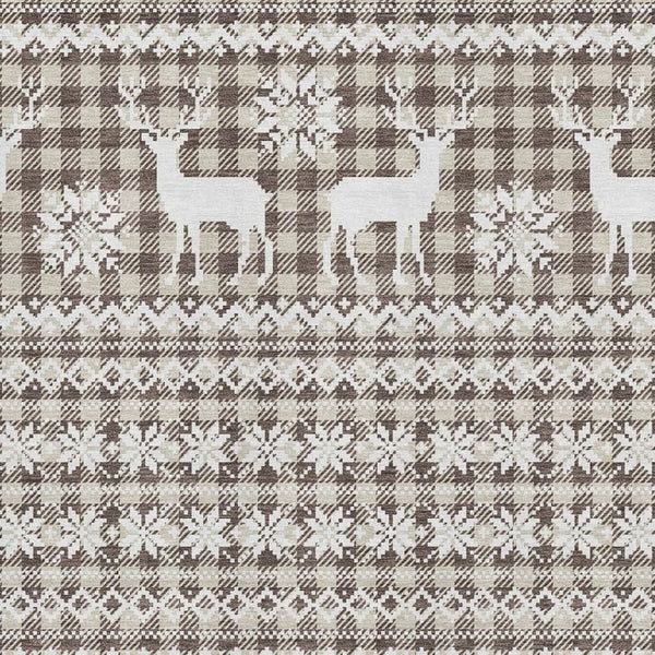 HomeRoots 10' X 14' Brown And Ivory Geometric Washable Area Rug - Stylish, Durable & UV Protected for Homes 701954