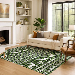 HomeRoots 5' X 8' Stylish Green Ivory Black Abstract Geometric Washable Area Rug with UV Protection & Durability 701956