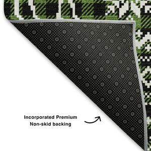 HomeRoots 8' X 10' Modern Green Ivory Black Abstract Geometric Washable Rug with UV Protection & Durability 701958