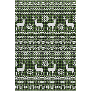 HomeRoots 10' X 14' Washable Area Rug with UV Protection – Bold Green, Ivory, and Black Geometric Design for Homes 701960