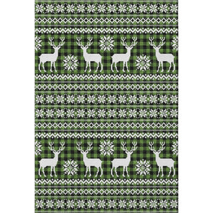 HomeRoots 10' X 14' Washable Area Rug with UV Protection – Bold Green, Ivory, and Black Geometric Design for Homes 701960