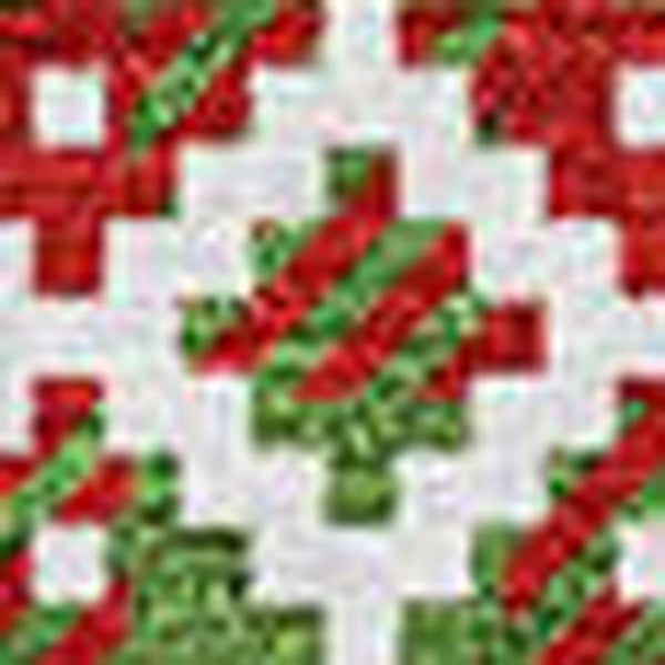 HomeRoots 9' X 12' Abstract Geometric Area Rug in Fern Green, Red & Ivory - Washable, UV-Protected, Durable Design 701965
