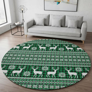 HomeRoots 8' Green Black and Ivory Abstract Geometric Washable Round Rug - Durable, UV Protected & Stylish 701969