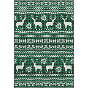 HomeRoots 9' Contemporary Green, Black & Ivory Abstract Geometric Washable Area Rug with UV Protection & Durability 701971