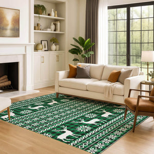 HomeRoots 9' Contemporary Green, Black & Ivory Abstract Geometric Washable Area Rug with UV Protection & Durability 701971
