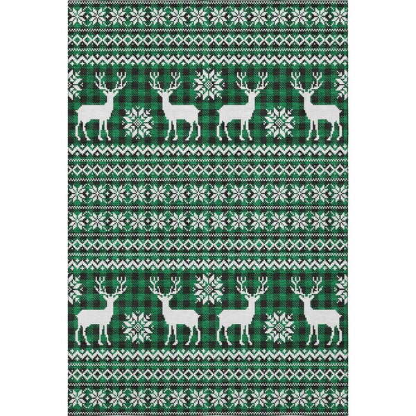 HomeRoots 9' Contemporary Green, Black & Ivory Abstract Geometric Washable Area Rug with UV Protection & Durability 701971