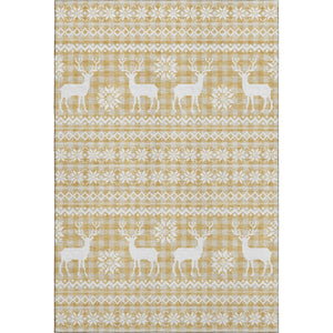 HomeRoots 10' X 14' Gold Gray Ivory Abstract Geometric Rug – Washable, Stain-Resistant, UV Protected Design! 701978
