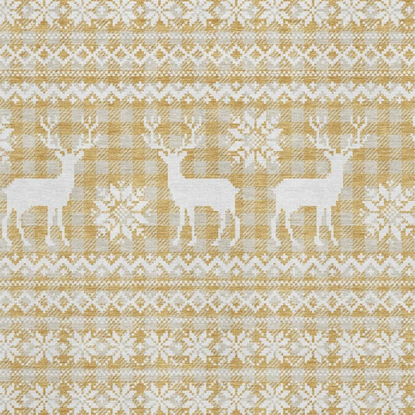 HomeRoots 10' X 14' Gold Gray Ivory Abstract Geometric Rug – Washable, Stain-Resistant, UV Protected Design! 701978