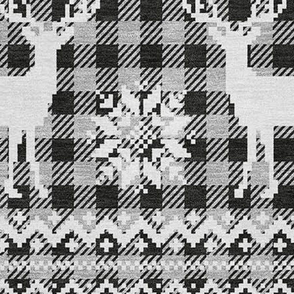 HomeRoots 5' X 8' Abstract Geometric Area Rug in Gray, Black & Ivory - Washable, UV Protected, Stain Resistant 701980
