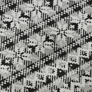 HomeRoots 8' Abstract Geometric Washable Round Rug in Gray, Black & Ivory - UV Protected & Stain-Resistant! 701981