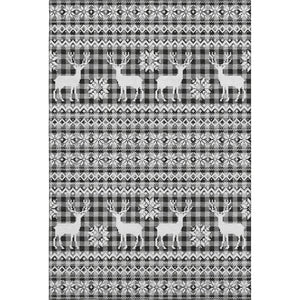 HomeRoots 8' X 10' Modern Abstract Geometric Area Rug - Gray, Black & Ivory, Washable, UV Protected & Durable 701982